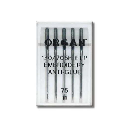 JEHLY ORGAN 130/705H Embroidery AntiGlue — 5 KS síla 75/11