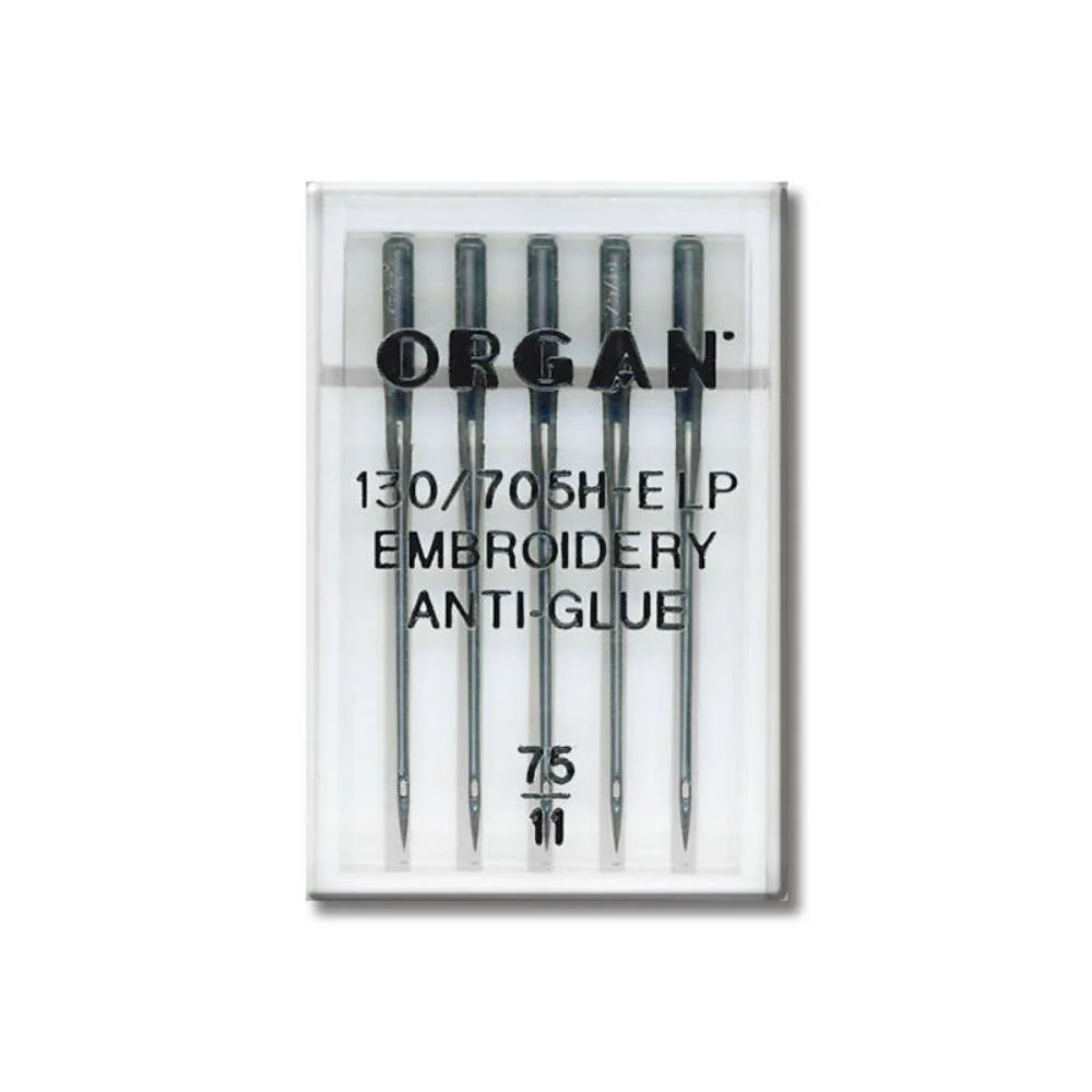 JEHLY ORGAN 130/705H Embroidery AntiGlue — 5 KS síla 75/11